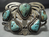 Exceptional Vintage Native American Jewelry Navajo Green Turquoise Sterling Silver Bracelet Old-Nativo Arts