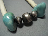 Exceptional Vintage Native American Jewelry Navajo Green Turquoise Sterling Silver Necklace Old-Nativo Arts