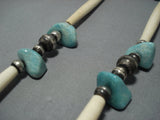 Exceptional Vintage Native American Jewelry Navajo Green Turquoise Sterling Silver Necklace Old-Nativo Arts