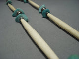 Exceptional Vintage Native American Jewelry Navajo Green Turquoise Sterling Silver Necklace Old-Nativo Arts