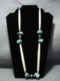 Exceptional Vintage Native American Jewelry Navajo Green Turquoise Sterling Silver Necklace Old-Nativo Arts