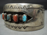 Exceptional Vintage Native American Jewelry Navajo Hexagon Turquoise Sterling Silver Bracelet Old-Nativo Arts