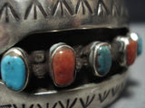 Exceptional Vintage Native American Jewelry Navajo Hexagon Turquoise Sterling Silver Bracelet Old-Nativo Arts