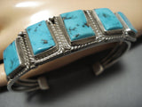 Exceptional Vintage Native American Jewelry Navajo Squared Turquoise Sterling Silver Bracelet-Nativo Arts