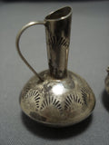 Exceptional Vintage Native American Jewelry Navajo Sterling Silver Pot Vase Set Old-Nativo Arts