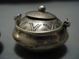 Exceptional Vintage Native American Jewelry Navajo Sterling Silver Pot Vase Set Old-Nativo Arts