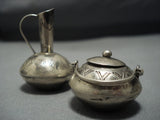 Exceptional Vintage Native American Jewelry Navajo Sterling Silver Pot Vase Set Old-Nativo Arts