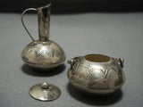 Exceptional Vintage Native American Jewelry Navajo Sterling Silver Pot Vase Set Old-Nativo Arts