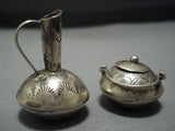 Exceptional Vintage Native American Jewelry Navajo Sterling Silver Pot Vase Set Old-Nativo Arts