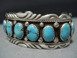 Exceptional Vintage Native American Jewelry Navajo Sterling Silver Turquoise Sunburst Bracelet-Nativo Arts