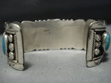 Exceptional Vintage Native American Jewelry Navajo Sterling Silver Turquoise Sunburst Bracelet-Nativo Arts