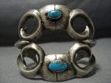 Exceptional Vintage Native American Jewelry Navajo Turquoise Sterling Silver Cuff Bracelet Old-Nativo Arts