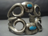 Exceptional Vintage Native American Jewelry Navajo Turquoise Sterling Silver Cuff Bracelet Old-Nativo Arts