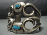 Exceptional Vintage Native American Jewelry Navajo Turquoise Sterling Silver Cuff Bracelet Old-Nativo Arts