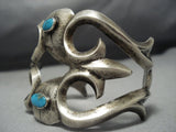 Exceptional Vintage Native American Jewelry Navajo Turquoise Sterling Silver Cuff Bracelet Old-Nativo Arts