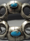 Exceptional Vintage Native American Jewelry Navajo Turquoise Sterling Silver Cuff Bracelet Old-Nativo Arts