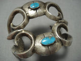 Exceptional Vintage Native American Jewelry Navajo Turquoise Sterling Silver Cuff Bracelet Old-Nativo Arts
