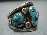 Exceptional Vintage Native American Jewelry Navajo Turquoise Sterling Silver Ring-Nativo Arts