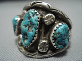 Exceptional Vintage Native American Jewelry Navajo Turquoise Sterling Silver Ring-Nativo Arts