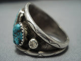 Exceptional Vintage Native American Jewelry Navajo Turquoise Sterling Silver Ring-Nativo Arts
