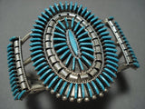 Exceptional Vintage Native American Jewelry Zuni Needlepoint Turquoise Sterling Silver Bracelet-Nativo Arts