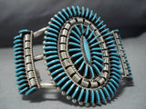 Exceptional Vintage Native American Jewelry Zuni Needlepoint Turquoise Sterling Silver Bracelet-Nativo Arts
