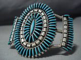 Exceptional Vintage Native American Jewelry Zuni Needlepoint Turquoise Sterling Silver Bracelet-Nativo Arts