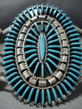 Exceptional Vintage Native American Jewelry Zuni Needlepoint Turquoise Sterling Silver Bracelet-Nativo Arts