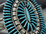 Exceptional Vintage Native American Jewelry Zuni Needlepoint Turquoise Sterling Silver Bracelet-Nativo Arts