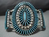 Exceptional Vintage Native American Jewelry Zuni Needlepoint Turquoise Sterling Silver Bracelet-Nativo Arts