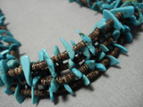 Exceptional Vintage Native American Navajo 100 Grams Sterling Silver Turquoise Necklace-Nativo Arts