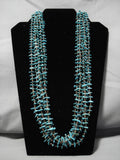 Exceptional Vintage Native American Navajo 100 Grams Sterling Silver Turquoise Necklace-Nativo Arts