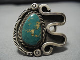Exceptional Vintage Native American Navajo Cerrillos Turquoise Sterling Silver Ring Old-Nativo Arts