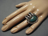 Exceptional Vintage Native American Navajo Cerrillos Turquoise Sterling Silver Ring Old-Nativo Arts