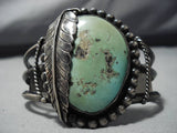 Exceptional Vintage Native American Navajo Green Turquoise Sterling Silver Bracelet Old-Nativo Arts