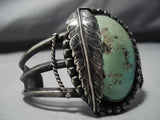 Exceptional Vintage Native American Navajo Green Turquoise Sterling Silver Bracelet Old-Nativo Arts