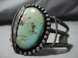 Exceptional Vintage Native American Navajo Green Turquoise Sterling Silver Bracelet Old-Nativo Arts