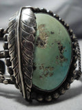 Exceptional Vintage Native American Navajo Green Turquoise Sterling Silver Bracelet Old-Nativo Arts