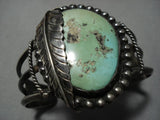 Exceptional Vintage Native American Navajo Green Turquoise Sterling Silver Bracelet Old-Nativo Arts