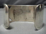 Exceptional Vintage Native American Navajo Turquoise Sterling Silver Inlay Bracelet Old-Nativo Arts