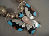 Exceptional Vintage Navajo Butterfly Turquoise Sterling Native American Jewelry Silver Necklace-Nativo Arts