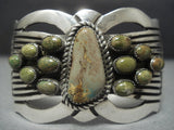 Exceptional Vintage Navajo Green Kingman Turquoise Sterling Native American Jewelry Silver Bracelet Old-Nativo Arts
