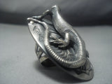 Exceptional Vintage Navajo Native American Jewelry jewelry Turquoise Sterling Silver Gecko Ring-Nativo Arts