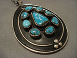 Exceptional Vintage Navajo Villa Grove Turquoise Native American Jewelry Silver Necklace-Nativo Arts