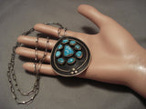 Exceptional Vintage Navajo Villa Grove Turquoise Native American Jewelry Silver Necklace-Nativo Arts