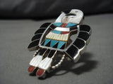 Exceptional Vintage Zuni Native American Sterling Silver Turquoise Inlay Ring-Nativo Arts