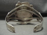 Expert Detailed Old Vintage Navajo Turquoise Native American Jewelry Silver Leaf Bracelet Old-Nativo Arts
