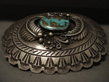 Expert Stamp Vintage Navajo Natural Royston Turquoise Native American Jewelry Silver Belt Buckle-Nativo Arts