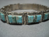 Exquisite Vintage Native American Jewelry Laguna Inlay Turquoise Sterling Silver Bracelet Old-Nativo Arts
