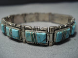 Exquisite Vintage Native American Jewelry Laguna Inlay Turquoise Sterling Silver Bracelet Old-Nativo Arts